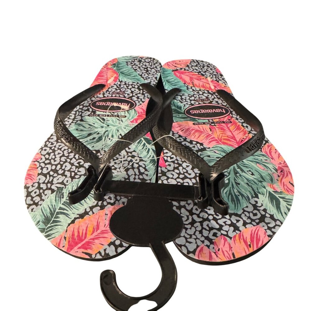 Havaianas Slim Animal Floral Print Women's Flip Flops Sandals, Size 11/12 NWOB
